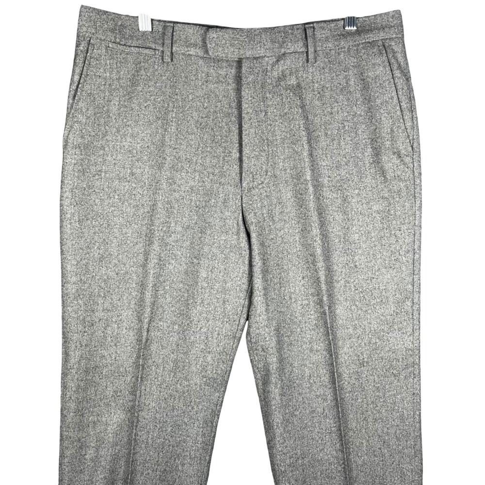Lands End Dress Pants Mens 36 Grey Sutton Traditional Fit Wool Blend Flat Front